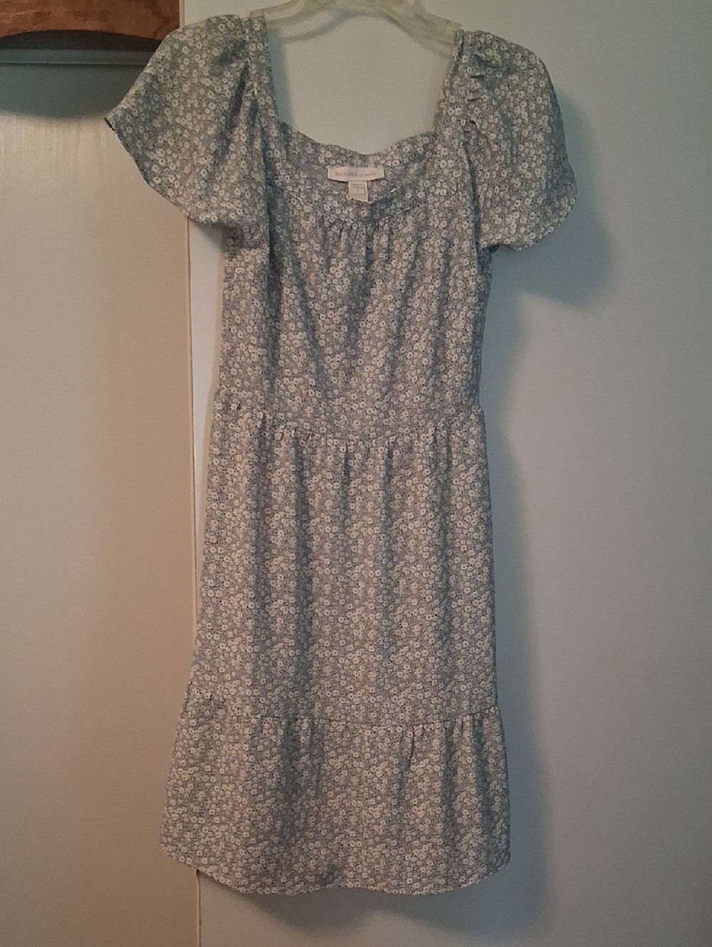 Monteau Los Angelos Blue Floral Square-Neck Midi Dress - Picture 1 of 14